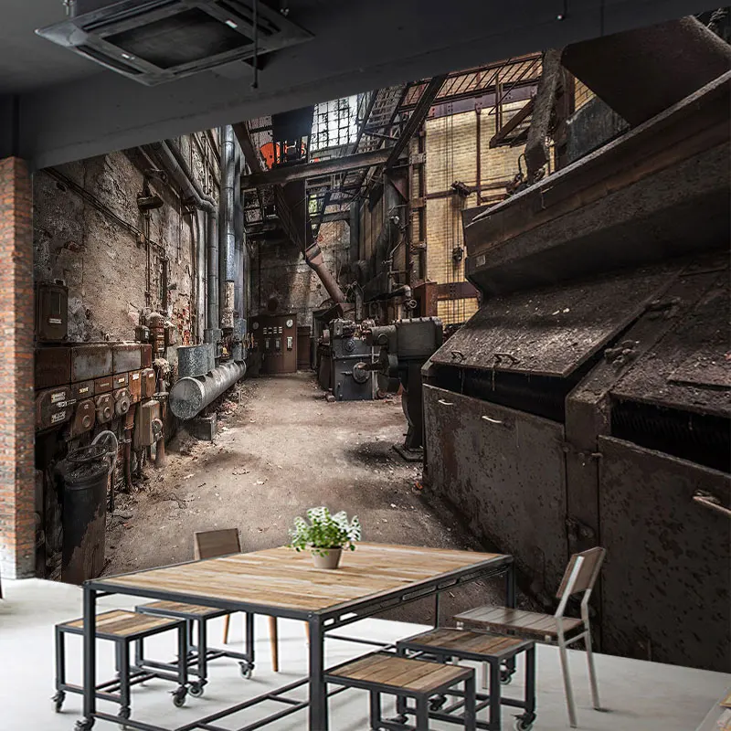 Customized products 3D abandoned factory background wall dilapidated house ruins wallpaper dining bar coffee shop hall mural 3 D