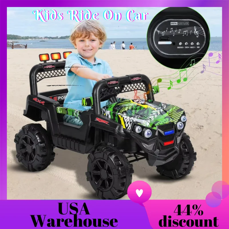 Kids Electric Car 12V 4-Wheels Quad One-Button System Colorful Light ATV Play Car 1.8MPH Max Speed Kid Off-Road Vehicle