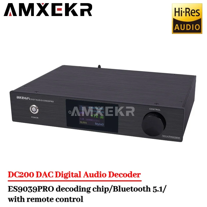 DC200Pro DAC Digital Audio Decoder ES9039PRO Decoding Chip HiFi Fever Hard Decoding Bluetooth 5.1 with Remote Control Home Audio