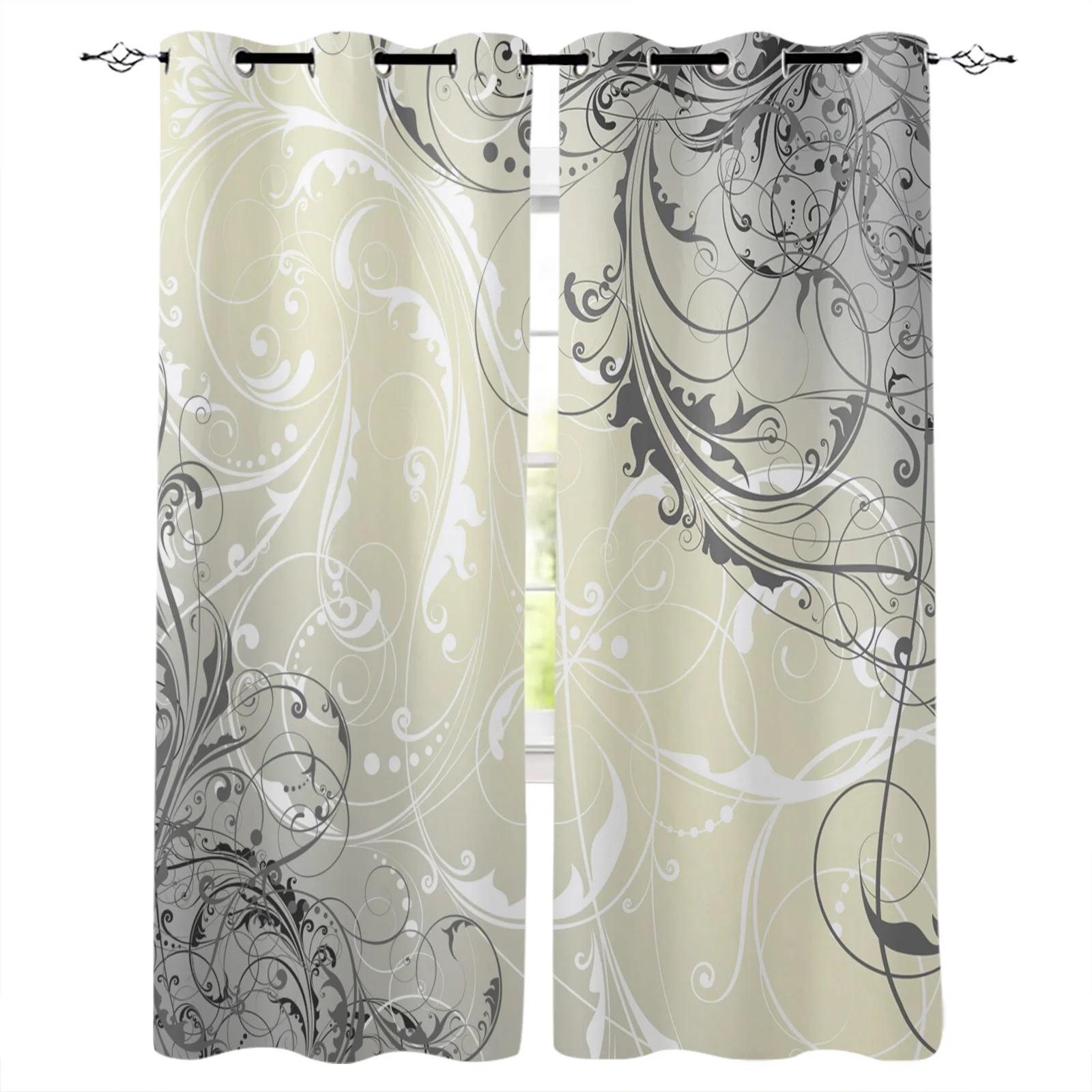 

Abstract Flower Background Blackout Curtains Window Curtains For Bedroom Living Room Decor Window Treatments