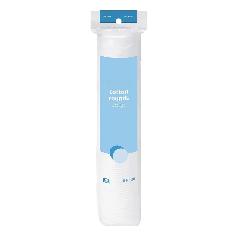 Rondes hypoallergéniques 100 coton pour démaquillage et soins de la peau, 100 unités, 1 paquet