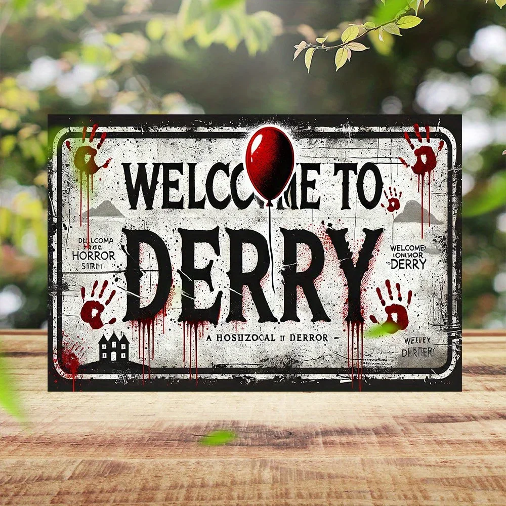 Vintage Horror-Themed Metal Sign 