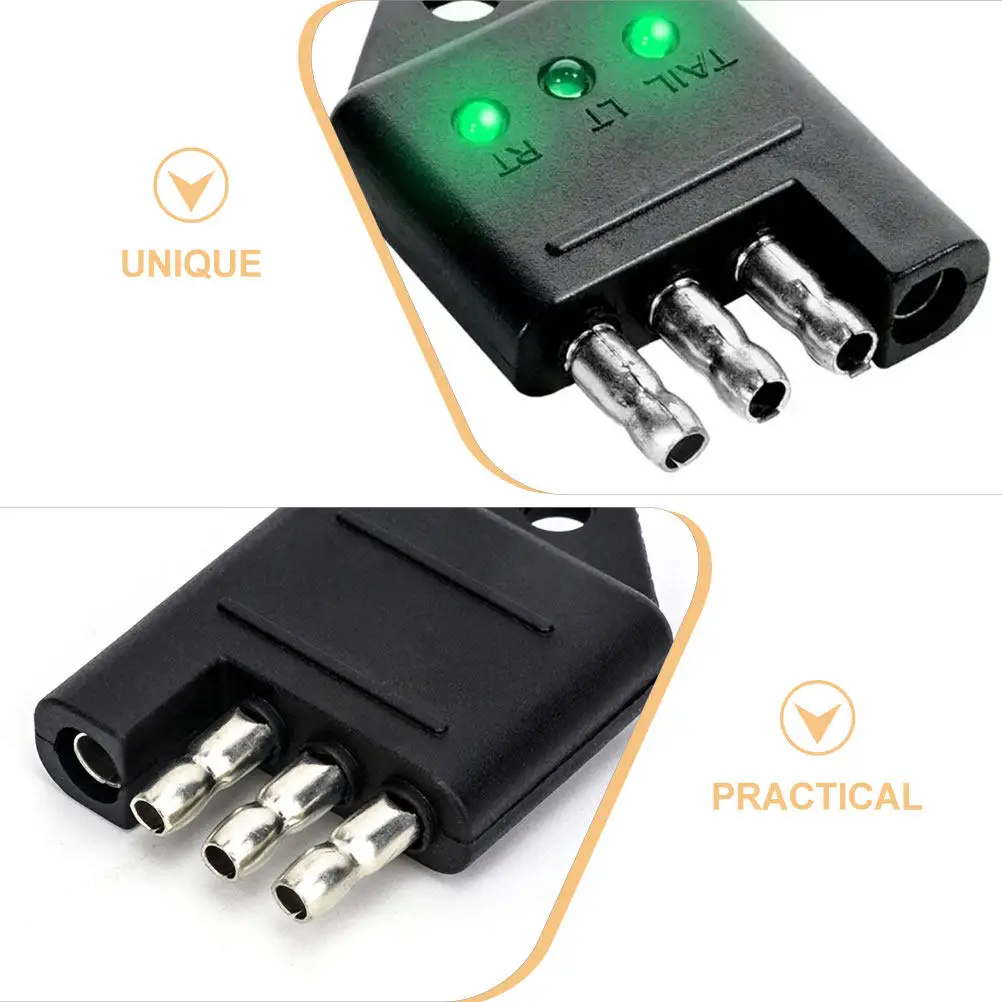 2 Pezzi Tester Connettore Cablaggio Rimorchio 4 Pin, Adattatore per Test Circuito Luci Rimorchio, Adattatore Spina Camper