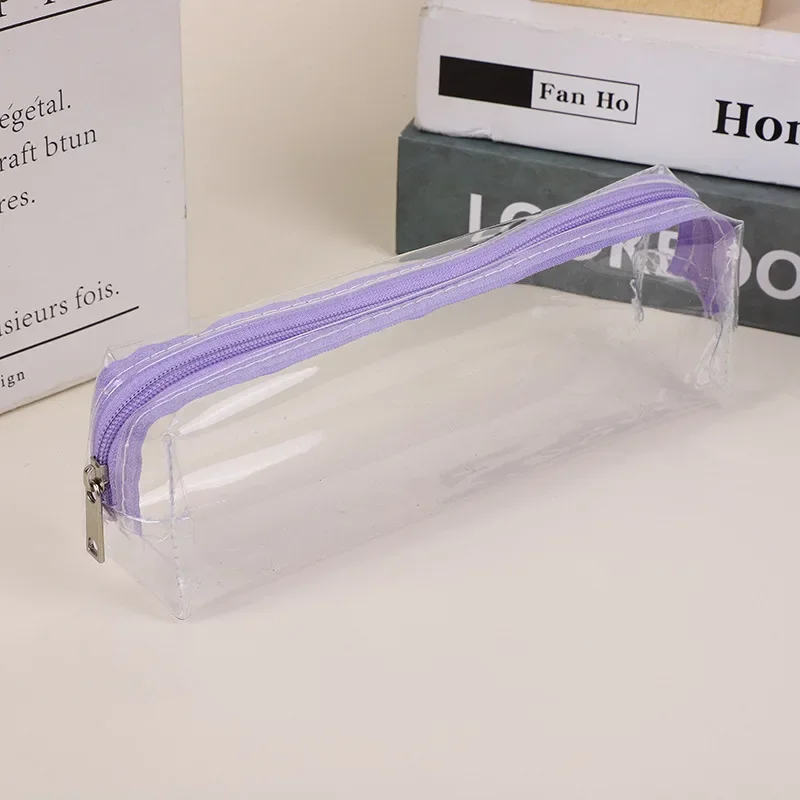 Transparent Zipper Pencil Case Pen Bag Cosmetic Makeup Pouch Large Capacity Pen Case Sundries Organizers School Stationery Gifts