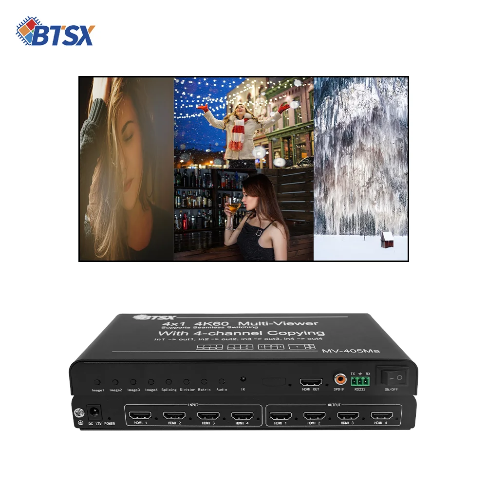 Bitvisus 4x4 One-to-One Output 4K30/60Hz HDMI Splitter Matrix 2x1 3x1 4x1 Multi-Viewer 1x2 1x3 1x4 2x2 Video Wall Controller