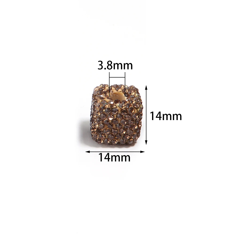 5pcs Square Rhinestone Beads Color Spacer Clay Crystal Charm Bead for Jewelry Making DIY Phone Chains Bracelet Beaded Materials