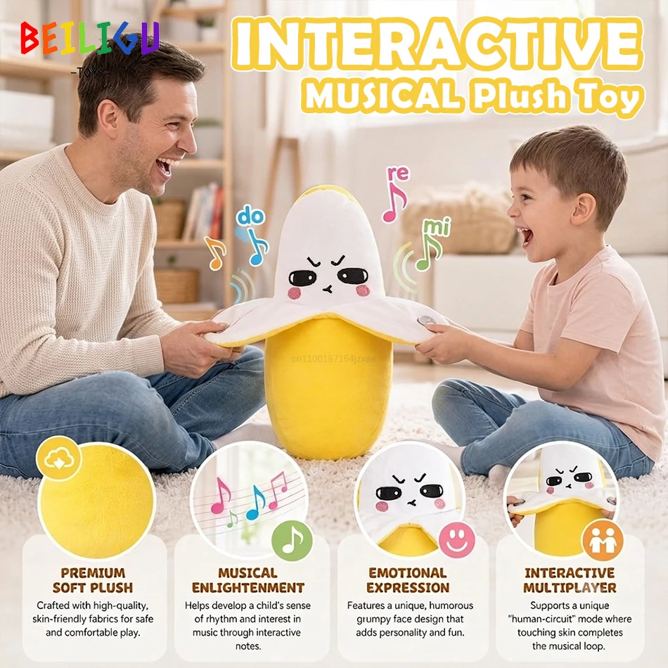 Baby Montessori Musical Plush Banana Rhythm Piano Game Touch Sensory Educational Parent-child Interactive Toy for Children Gift