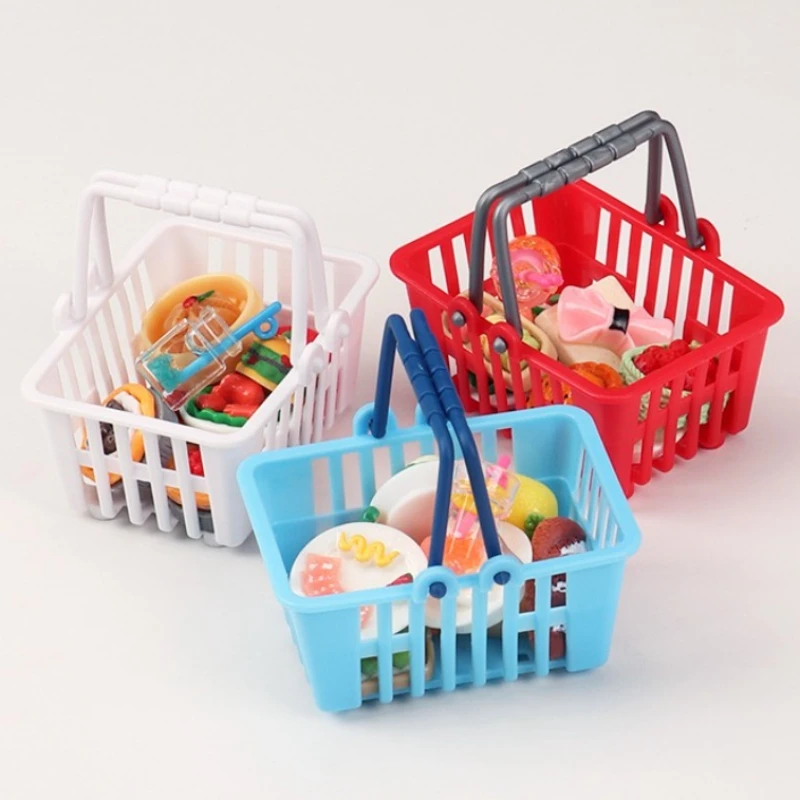 5/10/20pcs Mini Shopping Basket Plastic Miniature Decor Dollhouse Simulation Mini Figures Toys Accessories Storage Baskets Cute