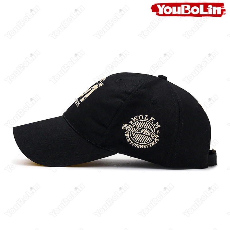 M letter Wolf Totem Embroidery Cotton Adjustable Baseball Cap Sun Hat Trucker Caps Dad Hats