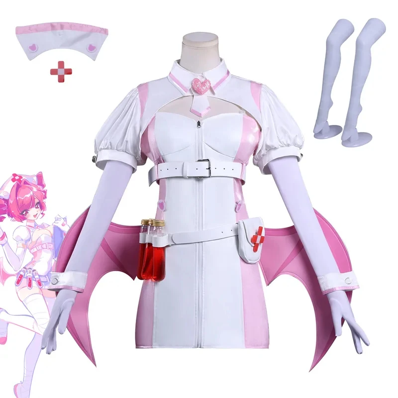 Disfraz de Buro Cosplay Virtual Idol, Falda Rosa, Traje con Peluca, Juego Muse Dash Night Blood Descent, para Adultos, W yy:89