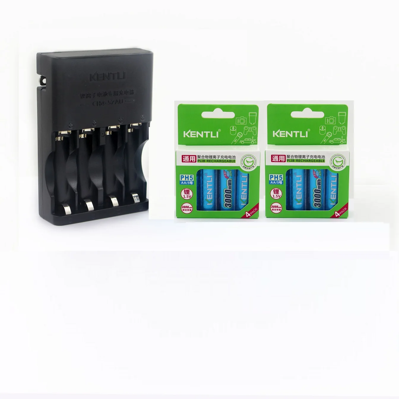KENTLI AA 1.5v Li-Polymer Rechargeable Batteries with AAA AA Charger Set Eco-Friendly AA Lithium Battery Pack for Electronics