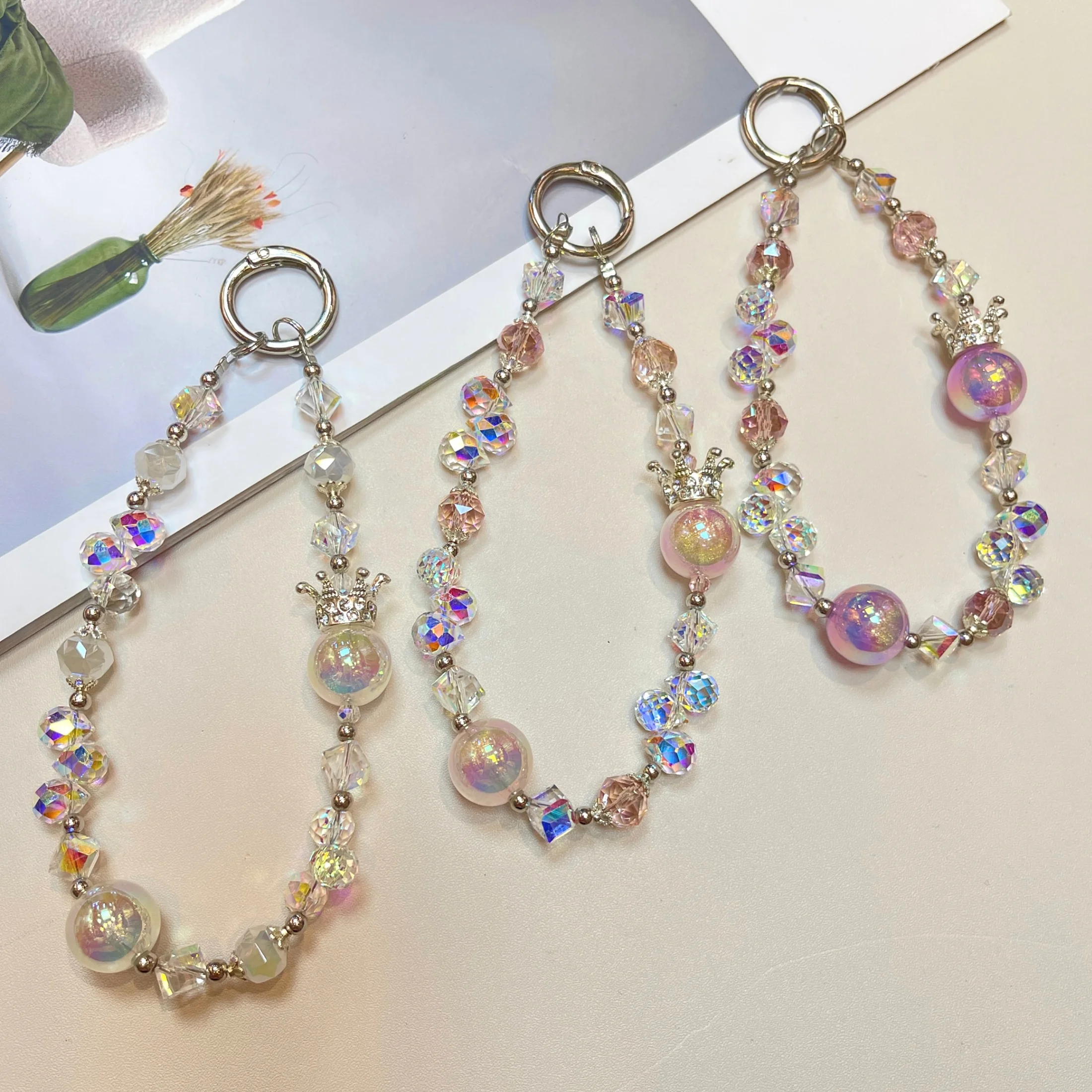 

Elegant Rhinestone Mobile Phone Lanyard Crystal Crown Design Women Fashion Hanging Chain Dress Accessory