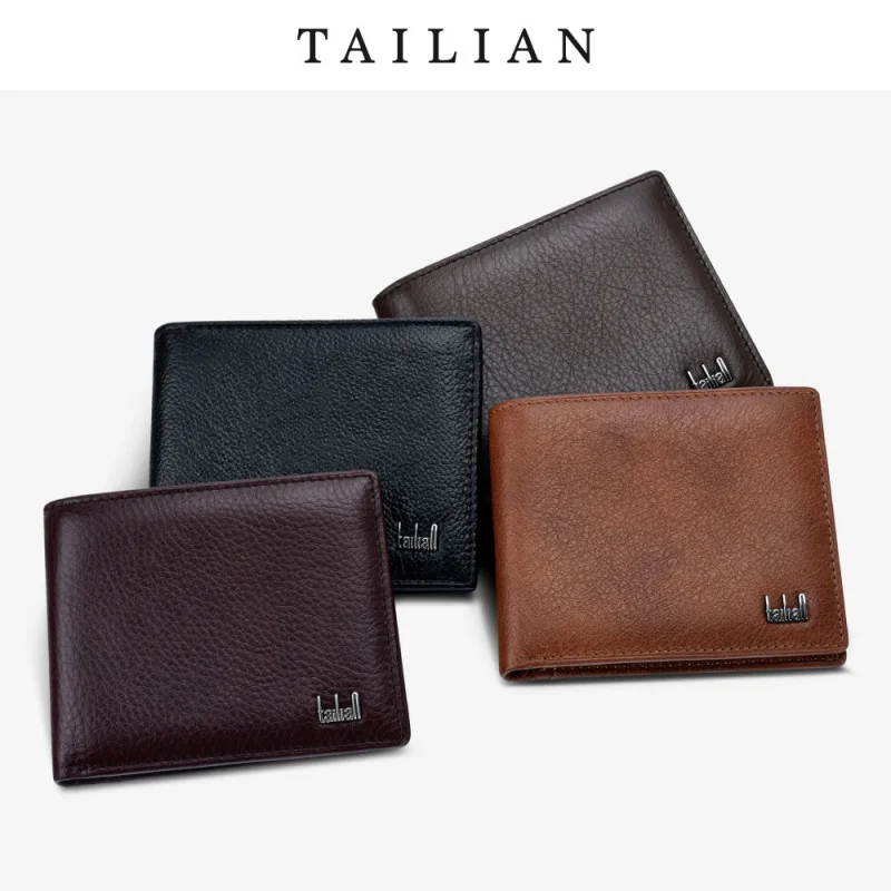 

TailianMen's Wallet Short Business Classic Multi Card Slots Wallet Genuine Leather-Border Box wallet