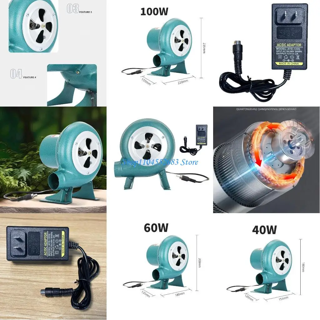 

Y6GD BBQ Blower Mini Blacksmith Blages Blover с портативным вентилятором барбекю BBQ Iroun