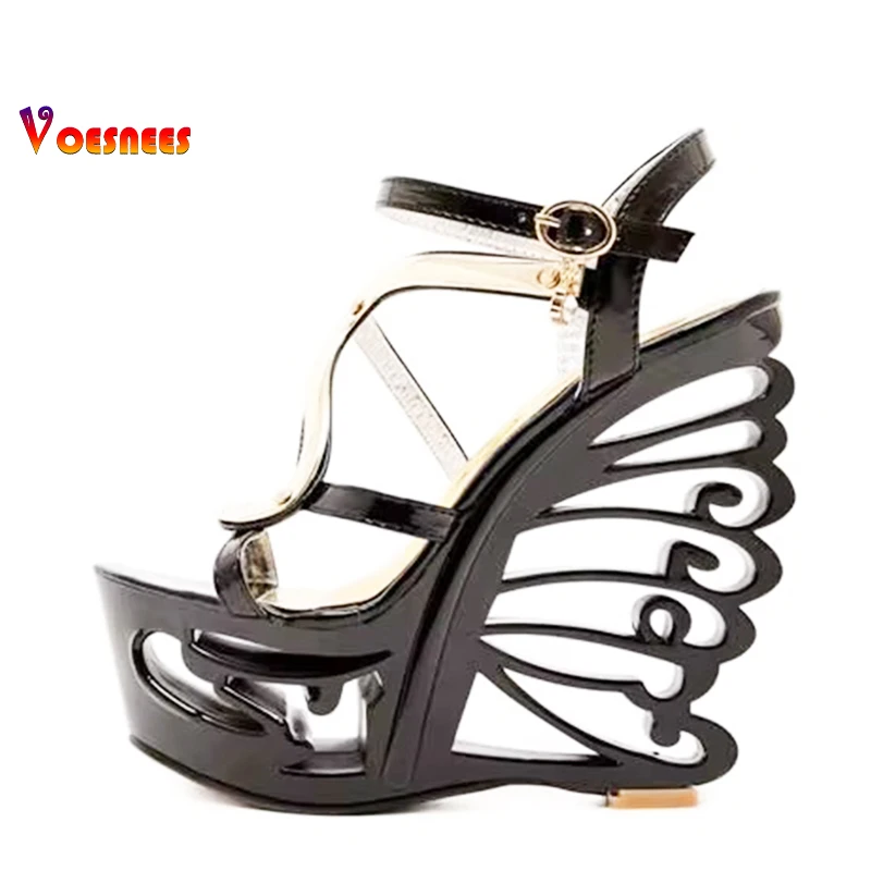 New High Quality Buckle Strap Sexy Strange Style Heel Summer Women Shoes Retro Novelty Sandals 14.5cm High Heels Nightclub Shoes