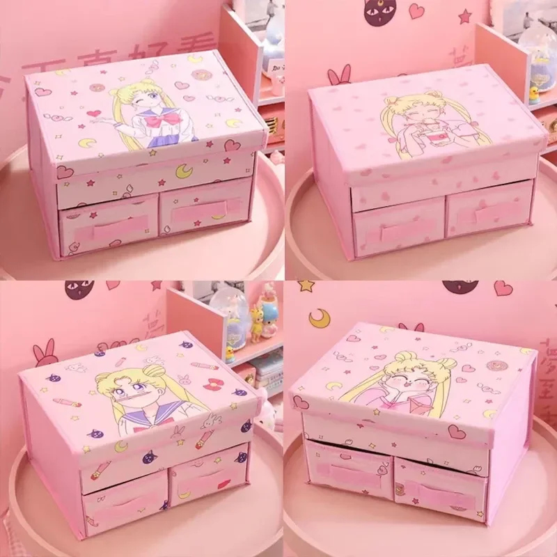 Girl\'S Lovely Anmie Sailor Moon Drawer Underwear Storage Box Fabric Sorting Box Foldable Storage Box Bra Socks With Cover Gift