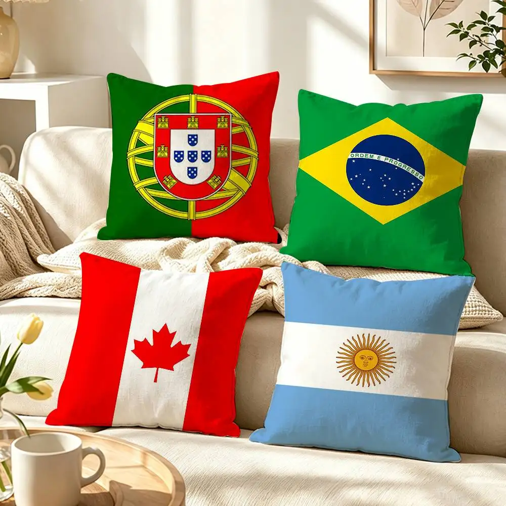 Global World C-Countries F-Flags  Pillow Case Pattern Printed Pillowcase For Living Room Sofa Cushion Cover