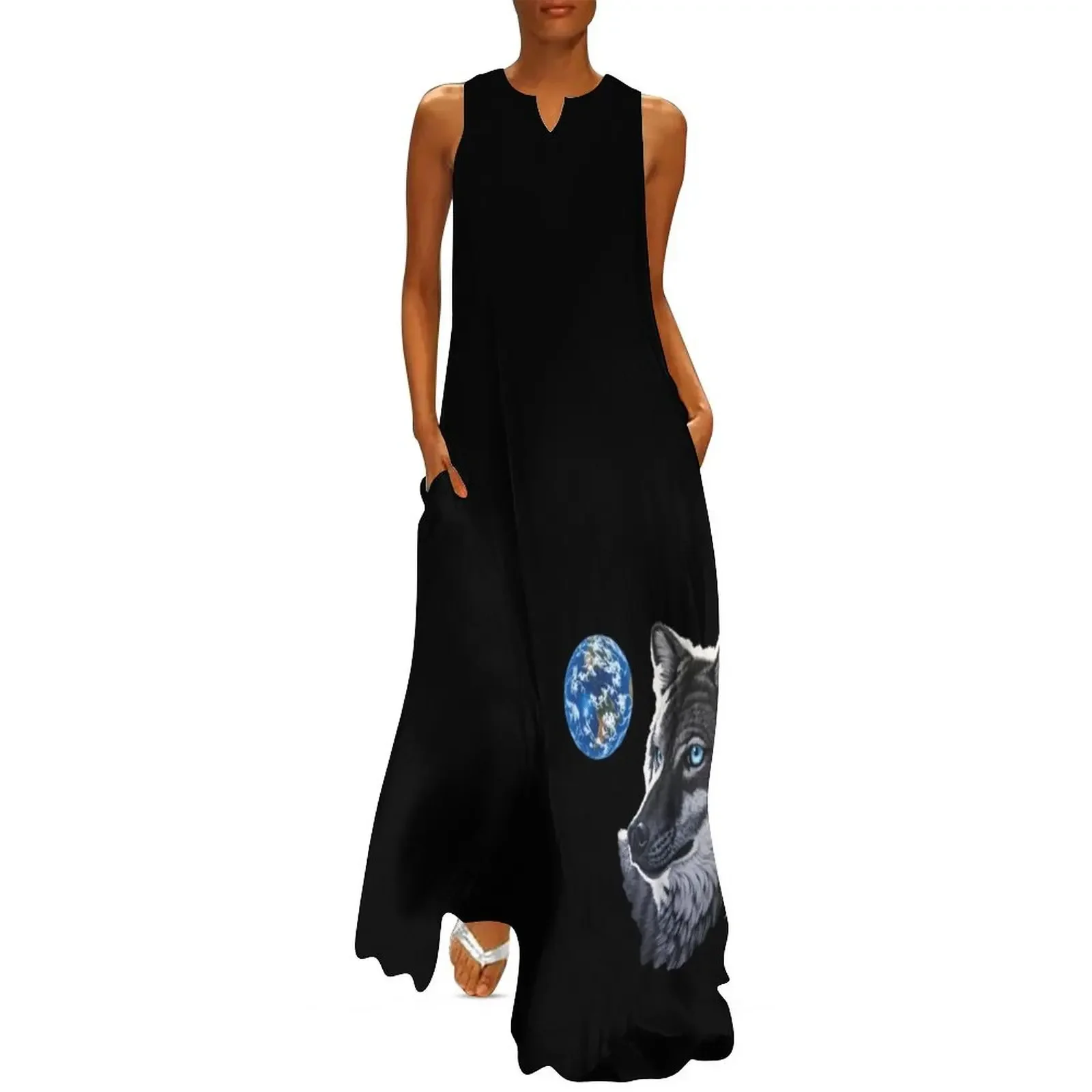 

Blue-Eyed Wolf and Earth Long Dress ceremony dresses Women's evening dress dress summer