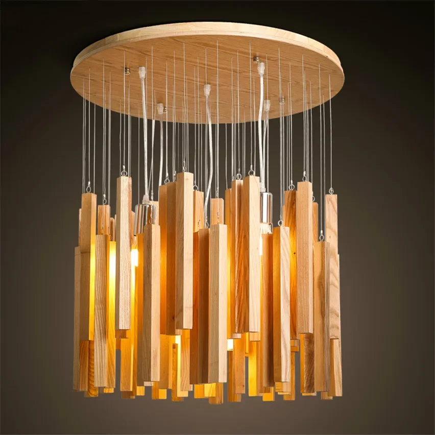 

Modern Vintage LED Art Designer Pendant Lights Living Room Dining Hall Wooden Lamps Bar Clothing Shop Study Decor Fixtures