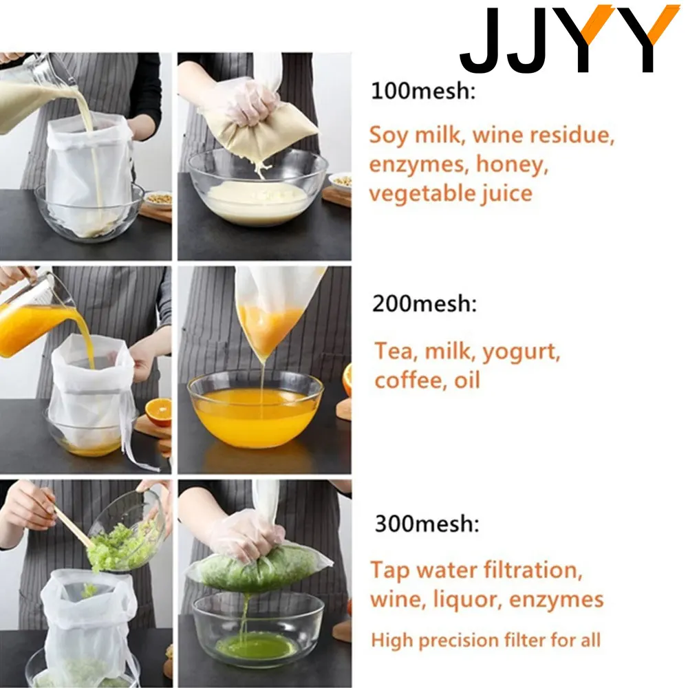 JJYY Beer Homebrew Filter Bag for Brewing Malt Boiling Wort Mash Strainer Tool Mesh Nylon Food Strainer Bag Nut Milk Juice Filte