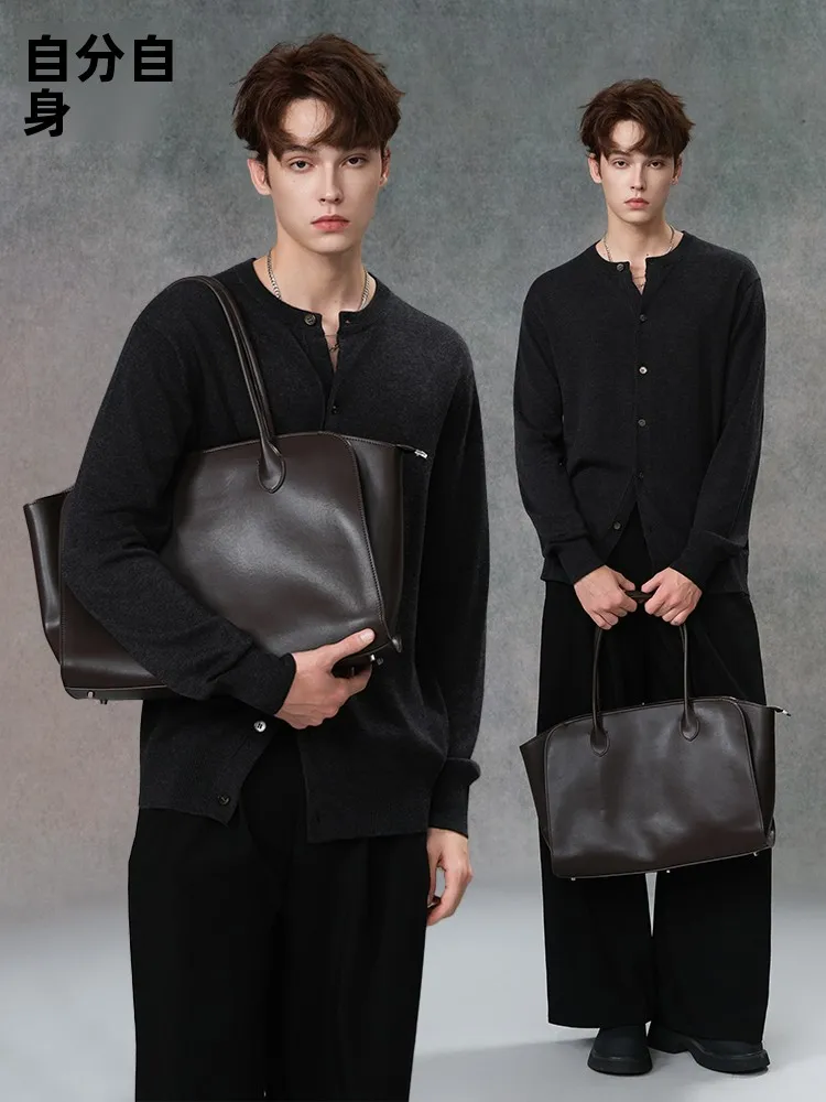 Large Capacity Top Layer Cowhide Tote Bag Minimalist Commuter Bag Single Shoulder Handbag Free And Existence SFREEYA Brand