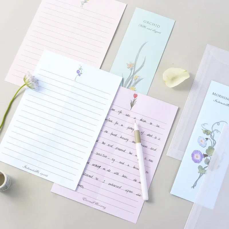 6pcs Cute Floral Translucent Envelopes for Letter Pads Message Writing Paper DIY Wedding Party Invitation Cards Cover Stationary