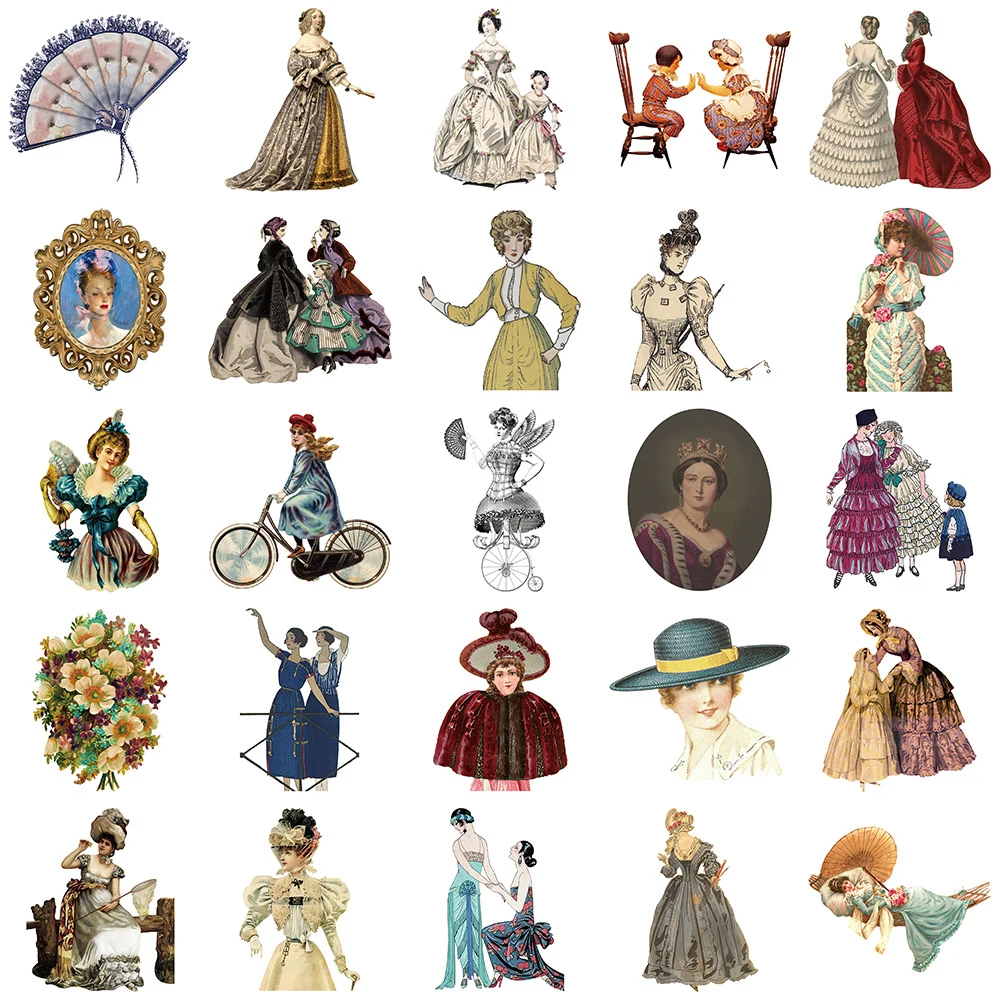 10/30/52pcs Victorian Era Oil Painting Stickers Vintage Aesthetics Sticker Notebook Wall Luggage Phone Waterproof Graffiti Decal