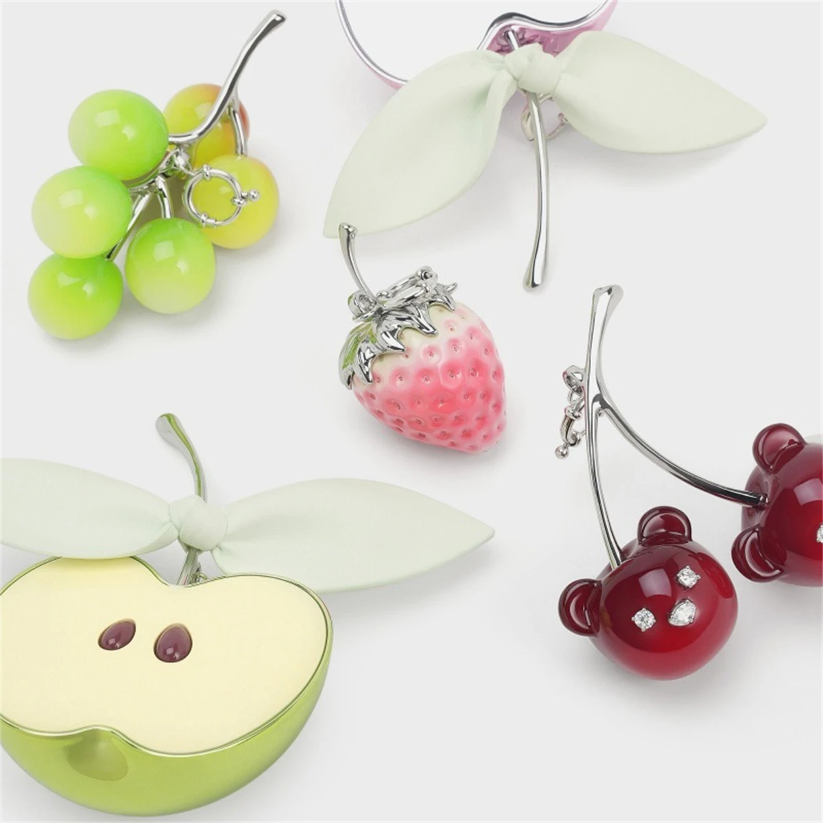 

New pendant small fresh fruit grape strawberry cherry apple necklace accessory pendant