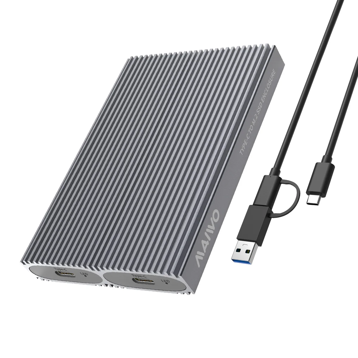 Dual Bay NVMe Tool-Free M2 SSD Aluminum Case Non-RAID USB-C 10Gps with M Key PCIe NVME Enclosure for 2230/2242/2280 SSD