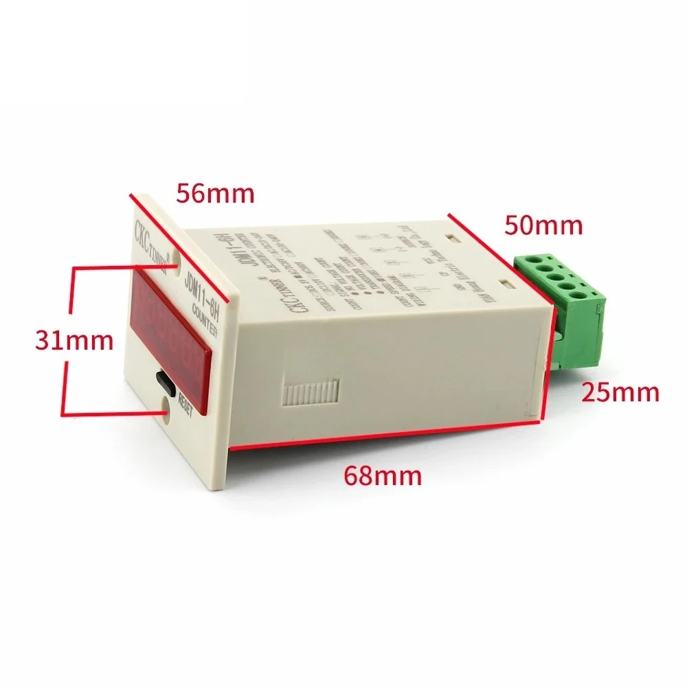 JDM11-6H 6 Digit Electronic Digital Counter Display Hall Sensor Proximity Photoelectric Switch NPN DC12-24V AC110-220V