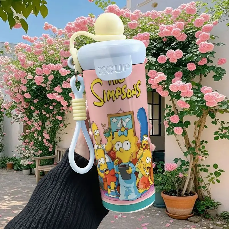 Neue The Simpsons Marge Homer Thermoskanne mit Hochwertiger Farbgebung Cartoon-Aufdruck Große Kapazität Tragbare Studenten-Doppeltrinkbecher – Detail 5