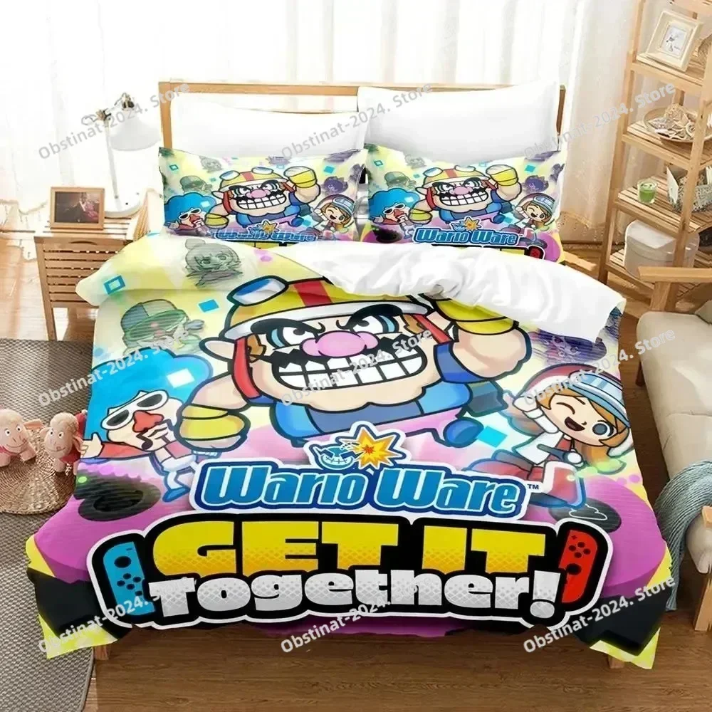 Cartoon Wario Ware Get It Together Bedding Set Printed single Comforter Quilt Duvet Cover Pillow Case 3 Pieces Kids Adult Size