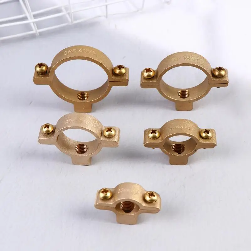 Brass Pipe Clamp 15-35MM OD Tube Brass M10 Pipe Clamp Durable Bracket Hanger Fixation Support for Water Gas Plumbing Hardware