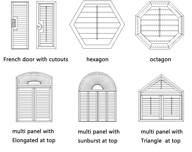 Sunroad High Quality Factory Wholesale Price Special Shape Window Wooden Basswood Pvc Paulownia Plantation Shutter Louver Door