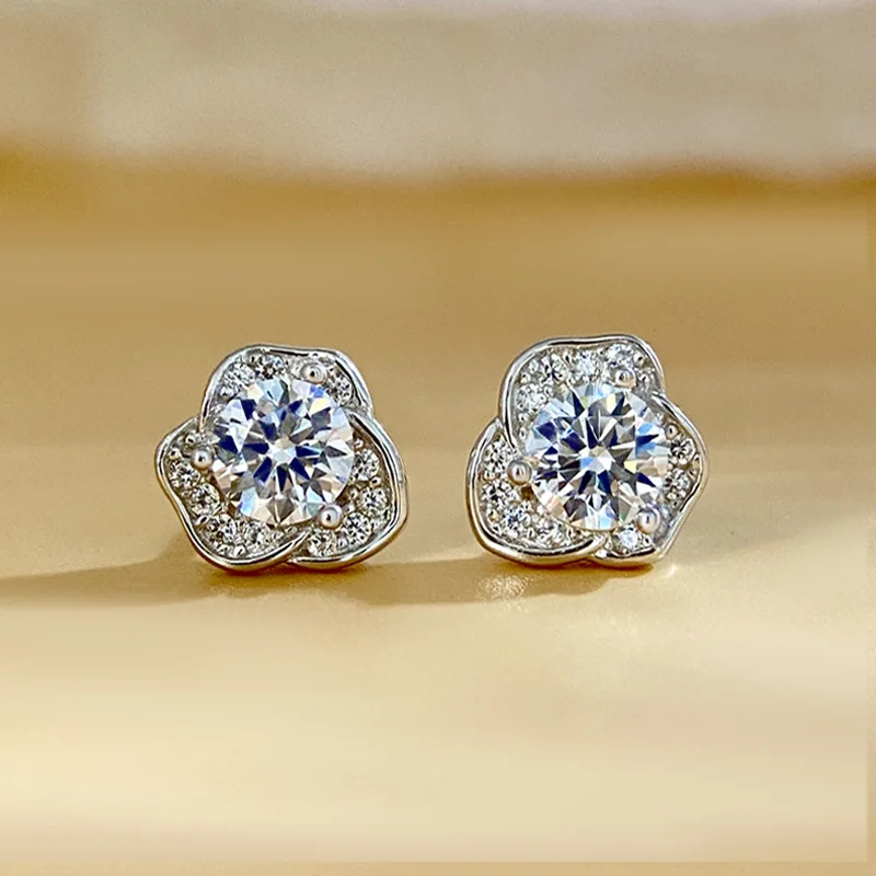 

S925 sterling silver Moissan diamond women's earrings, Moissanite fashion jewelry with GRA certificate D-color