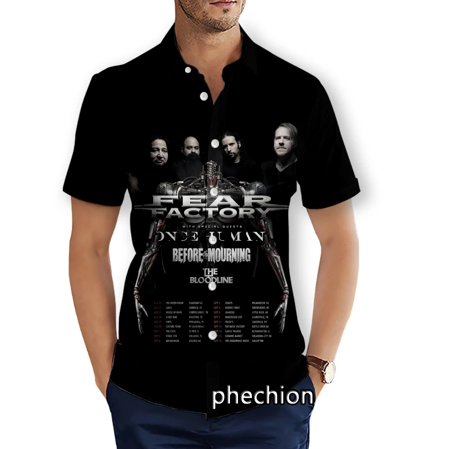 

phechion Mens Short Sleeve Beach Shirts Fear Factory Band 3D Print Casual Shirts Fashion Streetwear Men Tops X294