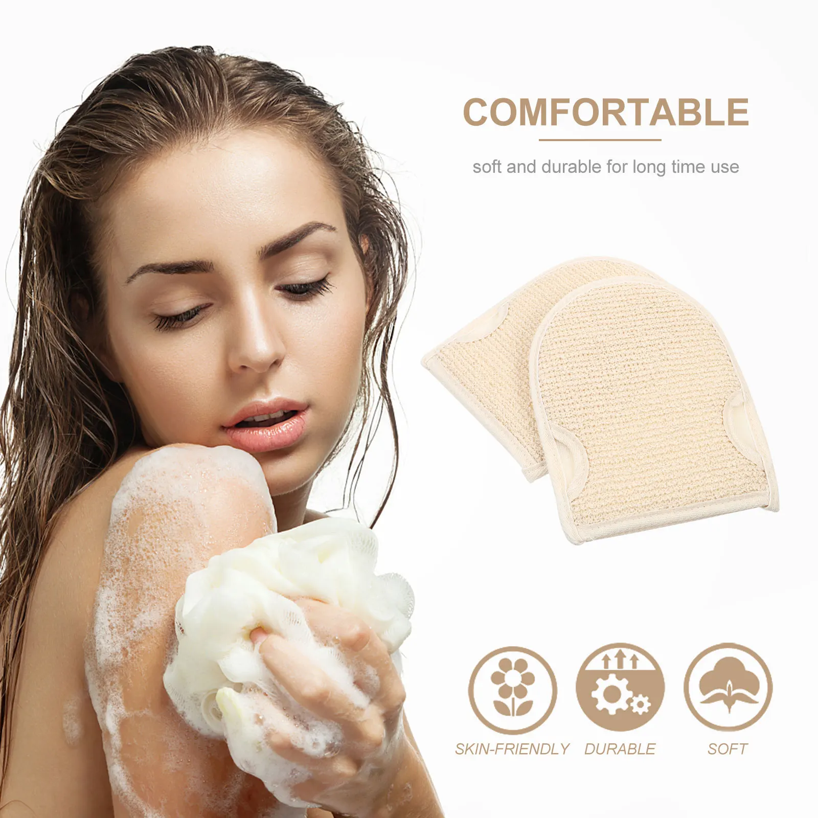 

2 Pcs Bath Towel Gloves Exfoliator Massage Cotton Linen Scrubbing Body Miss Exfoliating Exfoliation