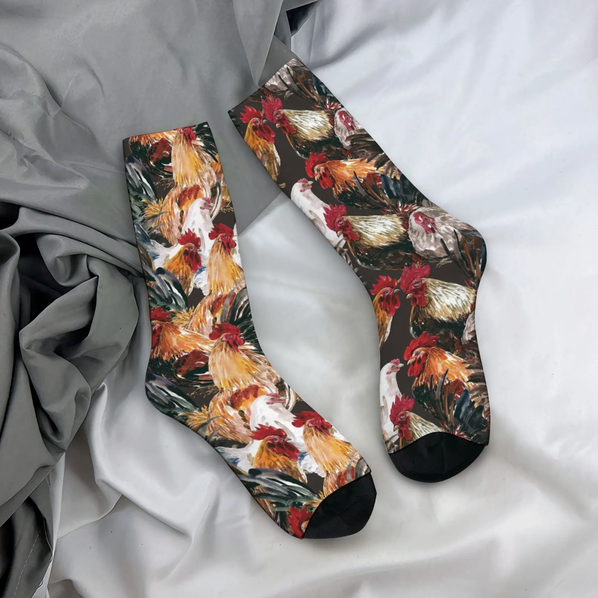 

Картина маслом, носки с петухом, ретро-стиль, повседневные модные спортивные мужские носки, новинка, забавные уличные носки в стиле хип-хоп, подарок для сумасшедшей вечеринки