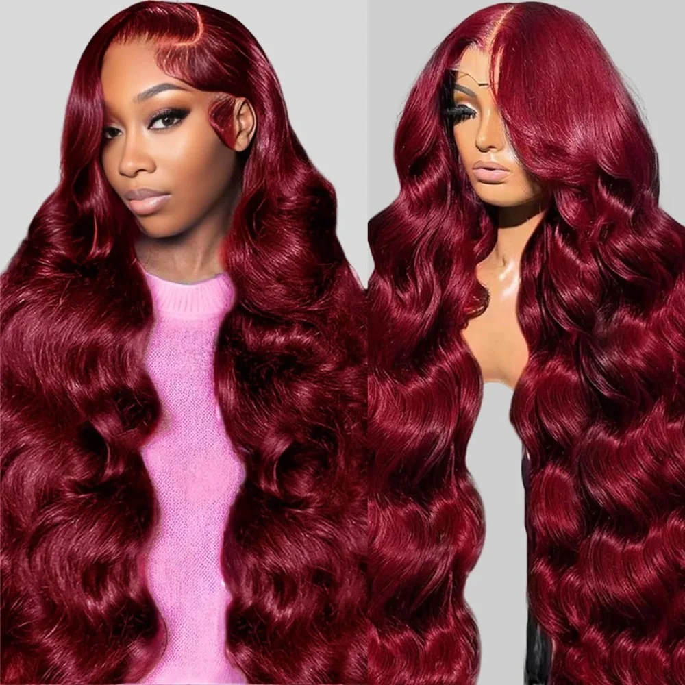 

Парик из натуральных волос 200 плотности, бордовый, 13x4 HD Lace Frontal, 99J Body Wave, 13x4 Lace Front, бразильские парики из натуральных волос на кружевной основе