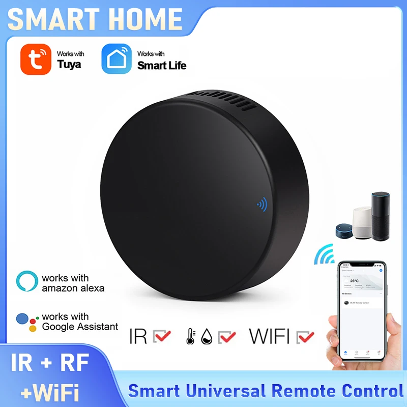 

Умный Wi-Fi RF-термостат Tuya с ИК-пультом дистанционного управления — универсальный контроллер переменного/ТВ, датчиком температуры и влажности, дистанционным таймером и авто своими руками