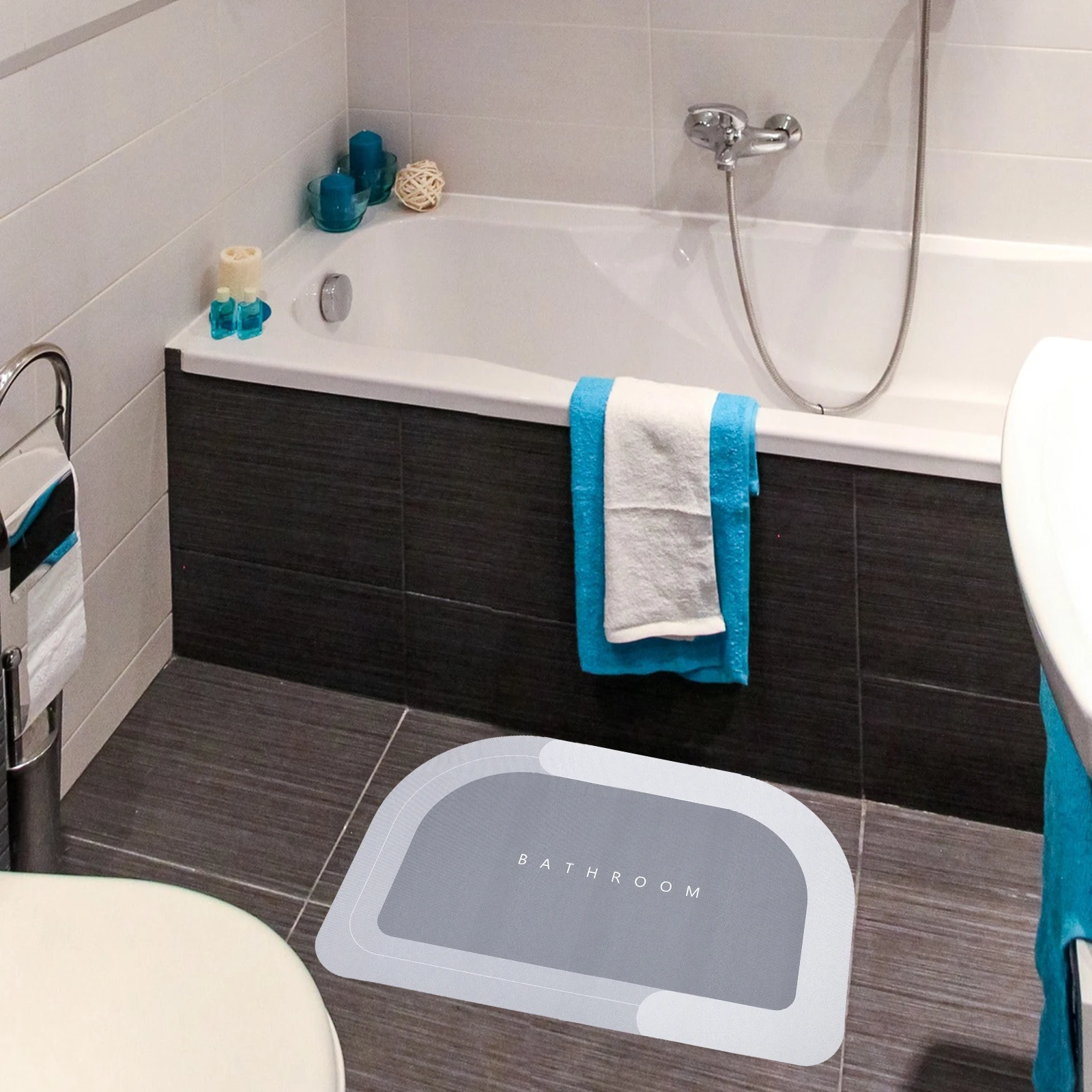 

Absorbent Floor Mat Washable Bathroom Anti Slip Rug Home Decor Non Slipping Carpet Water Absorption Practical Use Lightweight
