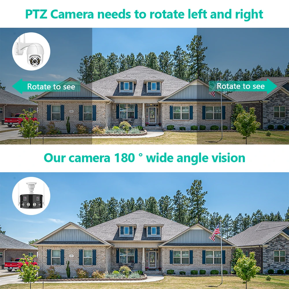 Imagem -03 - Outdoor Cctv Security Protection Câmera Color Night Vision 180 ° Wide Angel Icsee ai Human Detect 4k ip 8mp 4mp Wi-fi