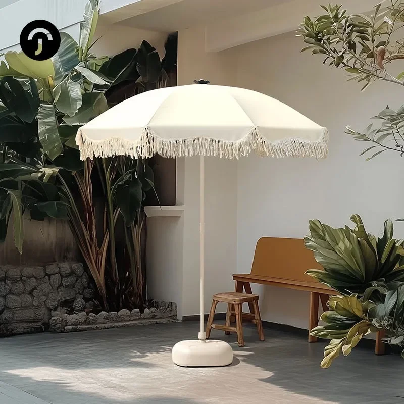 HT outdoor fringed umbrella Parasol Beach garden courtyard large umbrella stall clock in dedicated large umbrella