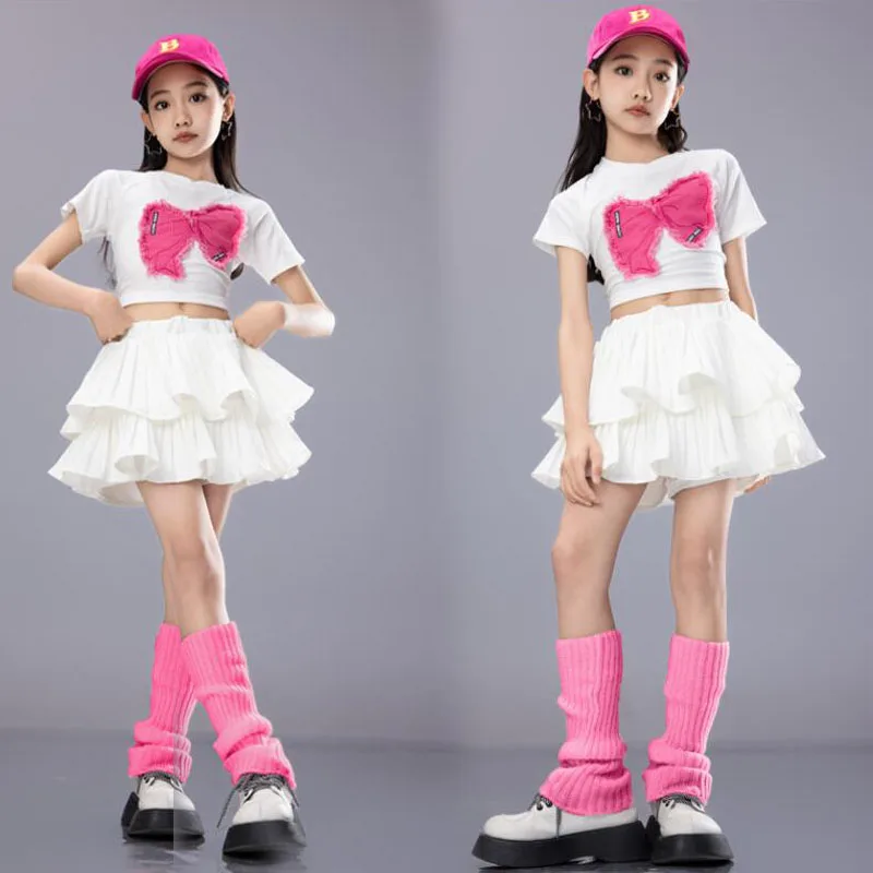 Hip Hop Kleidung Kinder Ernte Top Street Dance Stufen röcke Mädchen Streetwear Kinder Jazz Cheerleader Kostüme Bühne Kleidung Sets
