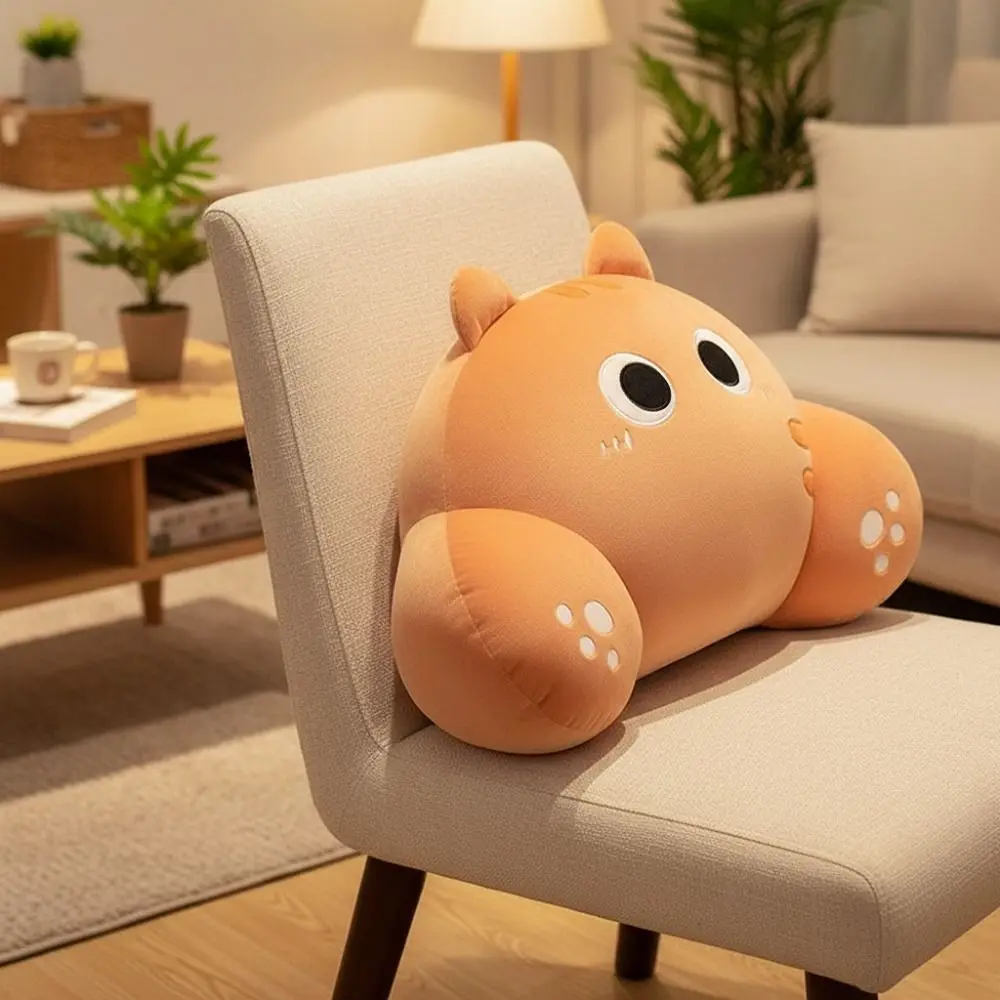 Comfortable Thickened Cat Shape Waist Pillow Ergonomic Cartoon Chair Seat Backrest Cushion Soft Skin-friendly Throw Pillow Gift