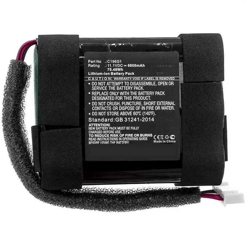 C196G1 11.1V Li-ion Replacement Battery Pack 5200mAh / 6800mAh Compatible with Marshall Tufton Portable Bluetooth Speaker