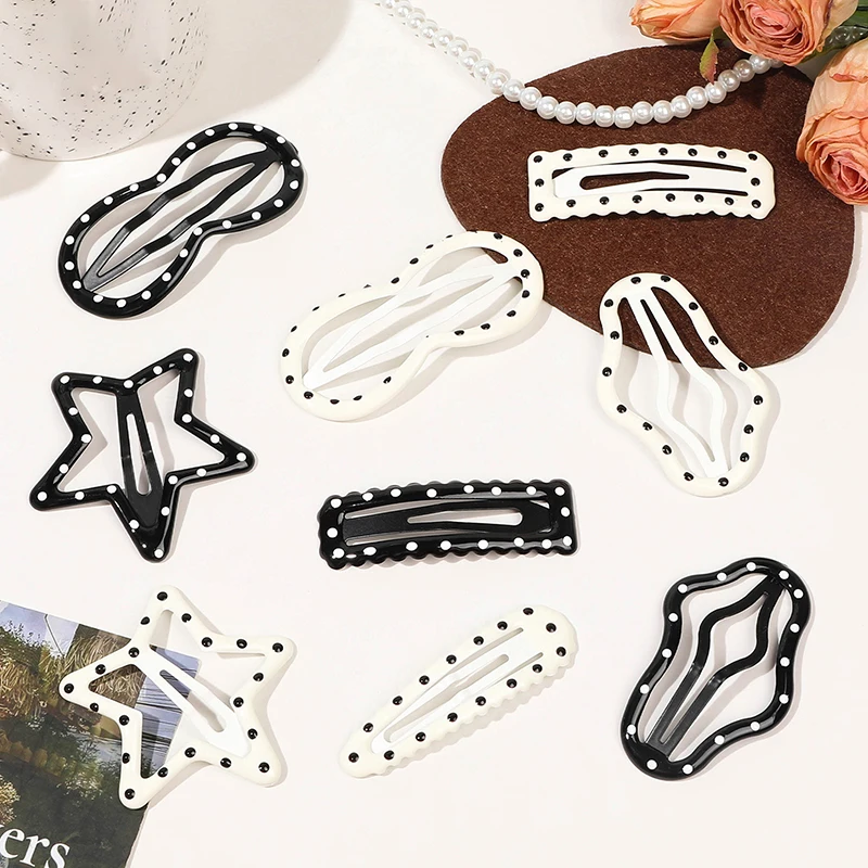 1PC Girl Broken Hair Bangs Clip Cloud Polka Dot Pentagram Hairpin Hollow Hair Accessories Simple Oil Drop BB Clip Headdress Clip