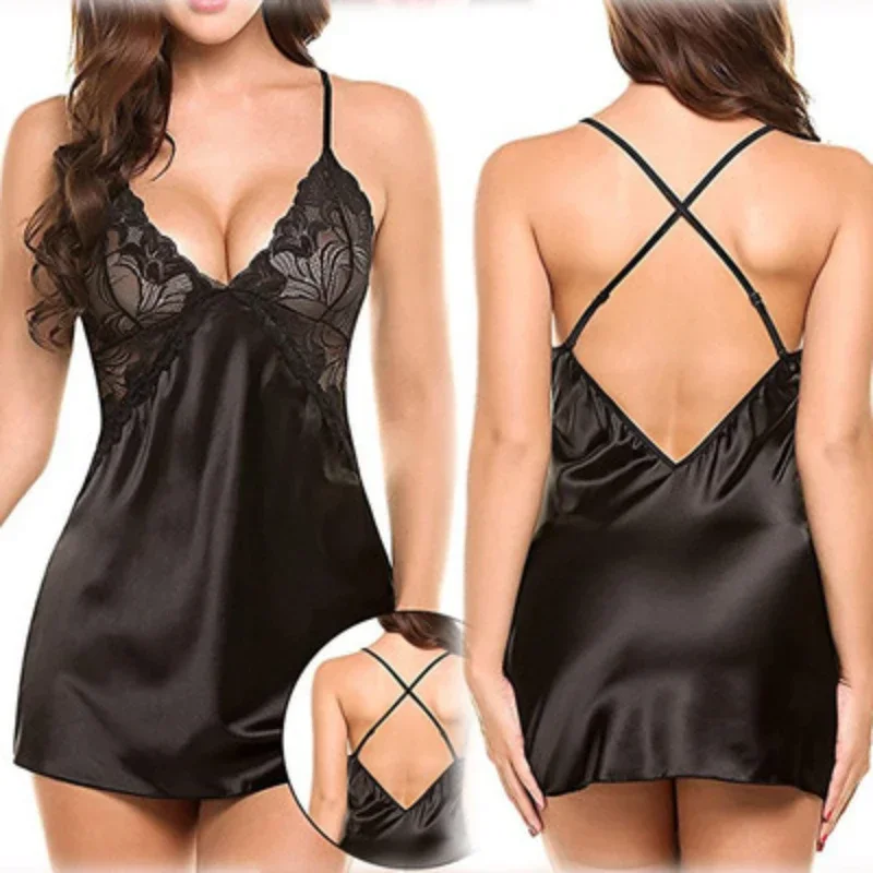 

New Sex Underwear Imitation Silk Nightdress Sex Suit Lovely Ladies Home Wear Ladies Sexy Pajamas Women Nightwear Dress