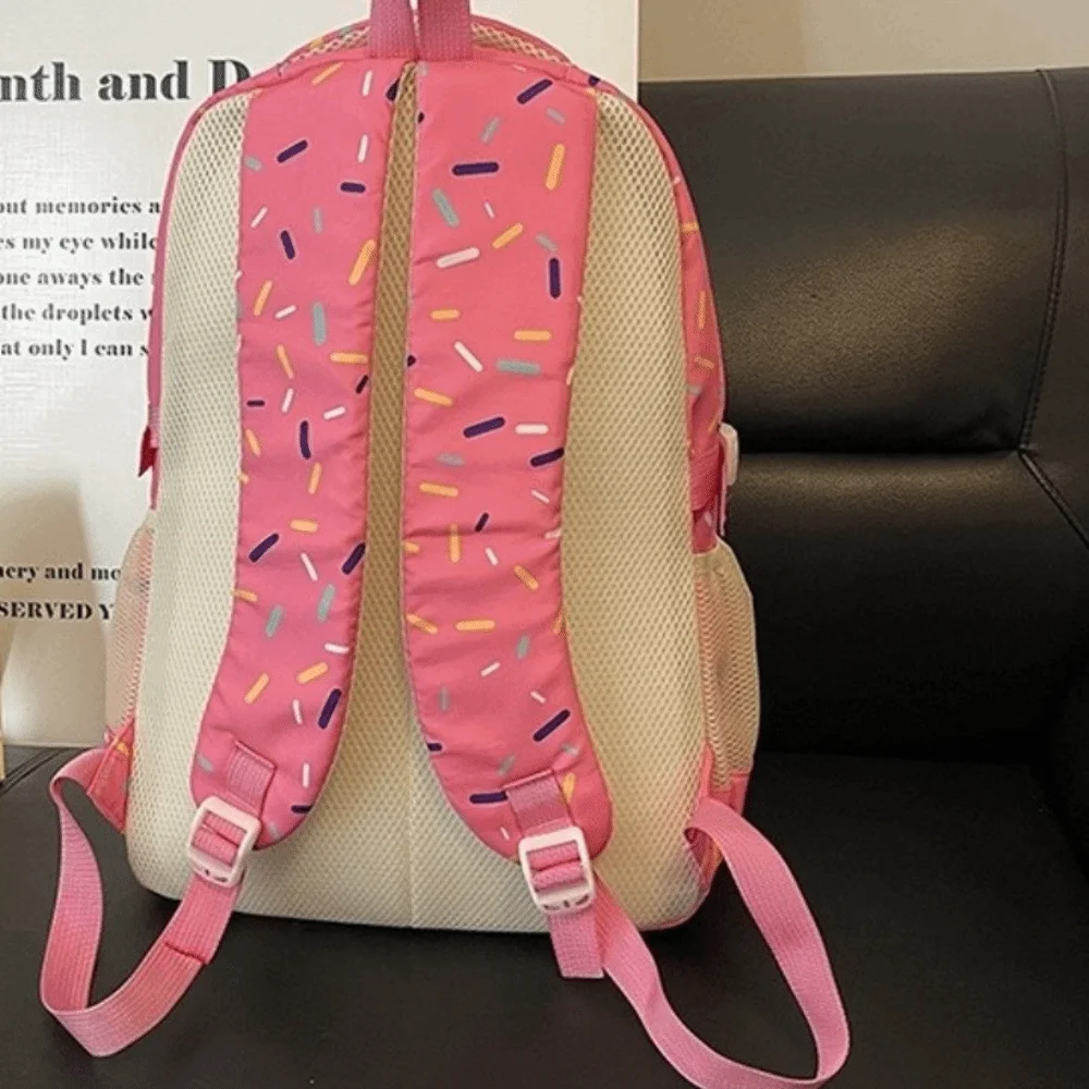 Oxford Fabric Ice Cream Printed Backpack Set with Pencil Case with Crossbody Bag Bookbag Matching Large Capacity School Bag