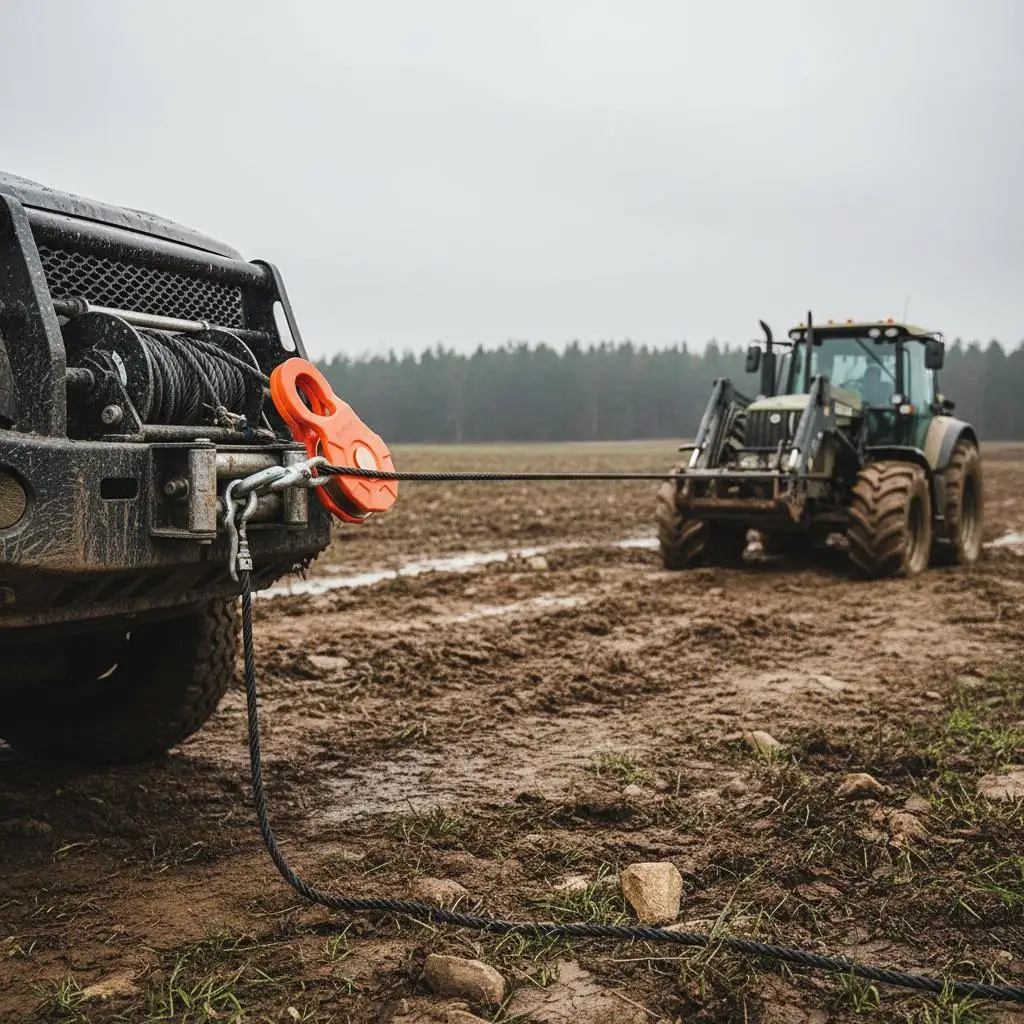 

Усиленный блок-ролик для троса 0.4-0.55 дюйма, для буксировки грузовиков, тракторов, квадроциклов, UTV, 30 тон, тяговое усилие 66 000 фунтов